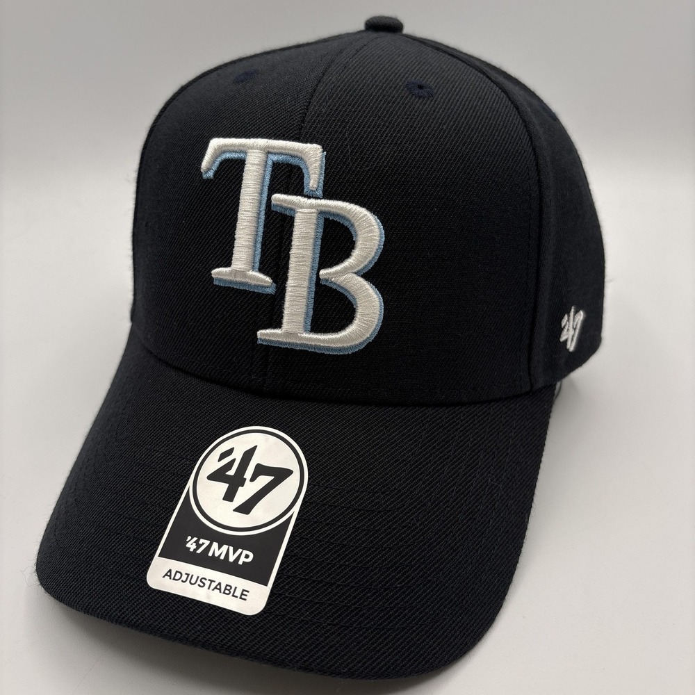 Tampa Bay Rays 47 Brand Hat MVP One Size Adjustable Cap Black MLB Baseball NEW